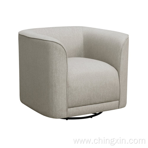 Round Barrel Chairs Swivel Glider in Grey Fabric Swivel Accent Chair